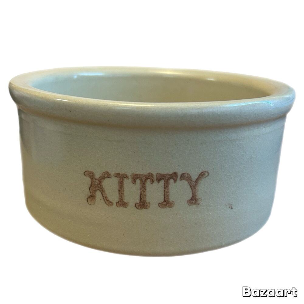 Roseville Ohio R.R.P. Co. 5.5” Feeder Pottery USA Kitty Pet Food Bowl